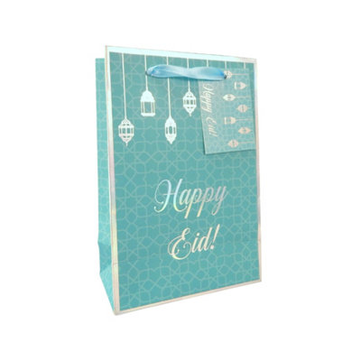 Happy Eid Gift Bag A5 Teal Iridescent from B&Q