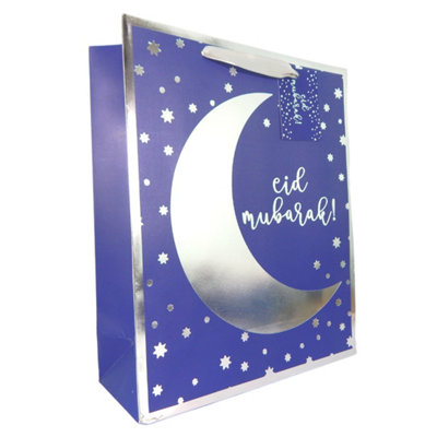Eid Mubarak Gift Bag Blue Silver from B&Q