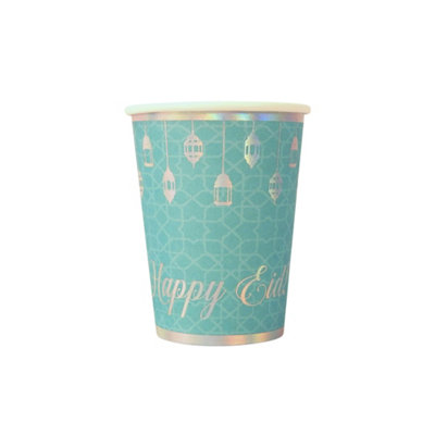 Happy Eid Party Cups (10Pk)Teal & Iridescent from B&Q