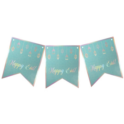 Happy Eid Party BannerTeal & Iridescent from B&Q