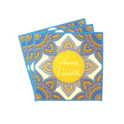 Happy Vaisakhi Party Napkins (20Pk)Blue & Yellow from B&Q