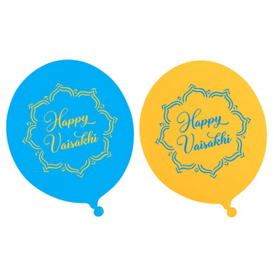 Happy Vaisakhi Party Balloons (10Pk)Blue & Yellow from B&Q