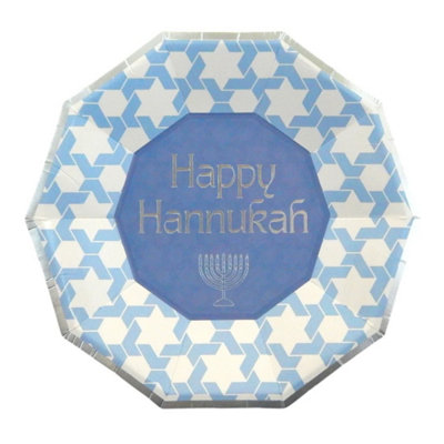 Happy Hanukkah Party Plates (10Pk)Blue & Silver from B&Q