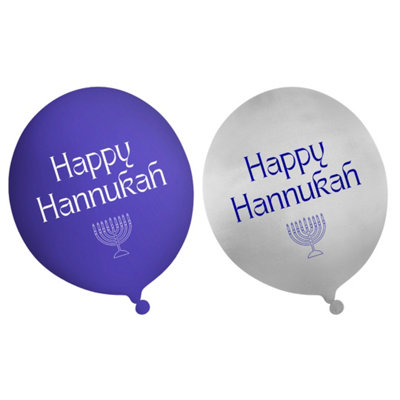 Happy Hanukkah Party Balloons (10Pk)Blue & Silver from B&Q