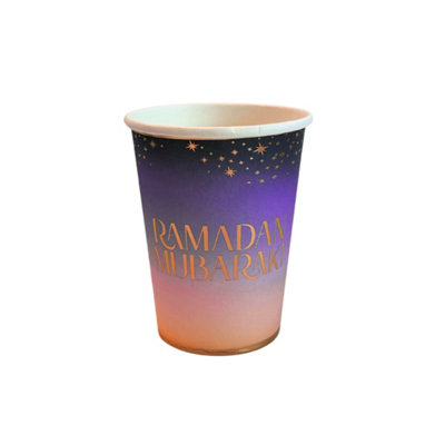 Ramadan Mubarak Party Cups (10Pk)Purple & Gold from B&Q