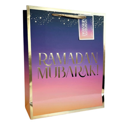 Ramadan Mubarak Gift Bag Purple Gold from B&Q