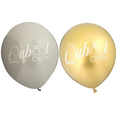Qabool Crew Party Balloons (10Pk)Grey & Gold from B&Q