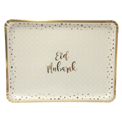 Eid Mubarak Serving Trays (3 Pack)Cream & Gold from B&Q