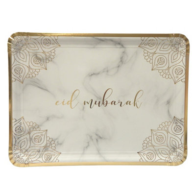 Eid Mubarak Serving Trays (3 Pack)Marble & Gold from B&Q