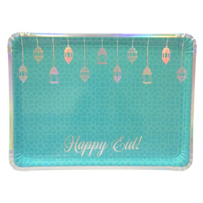 Eid Mubarak Serving Trays (3 Pack)Teal & Iridescent from B&Q