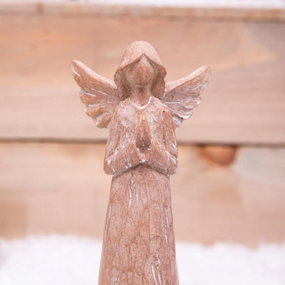Annibells Carved Wood Effect Christmas Angel Ornament (8119)Small