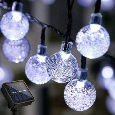 The Magic Toy Shop Solar Crystal Ball String Lights With 30 White Leds Outdoor Garden Fairy Lamp from B&Q