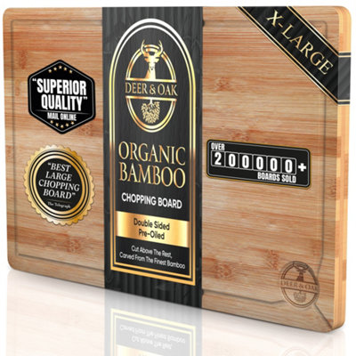 Deer & Oak Extra Large Bamboo Chopping Board 44X30X2CmPremium Wooden Cutting Board Pre-Oiled For Meat & Vegetables from B&Q
