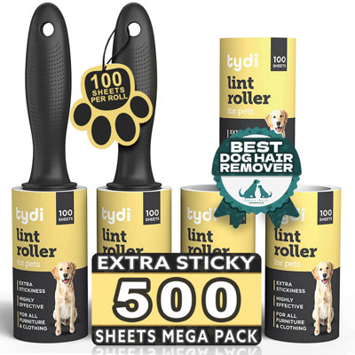 B&Q -  Pet Lint Rollers500 Sheets 100 Per Roller And 2 HandlesReusable Sticky Rollers For Pet Hair And Clothes