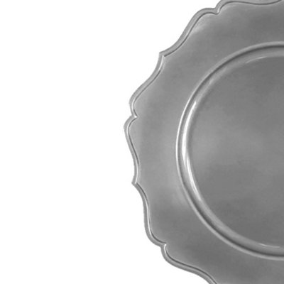 Yes-Online Set Of 4 Silver Lacquer Christmas Decorative Round Charger Plate Christmas Table from B&Q