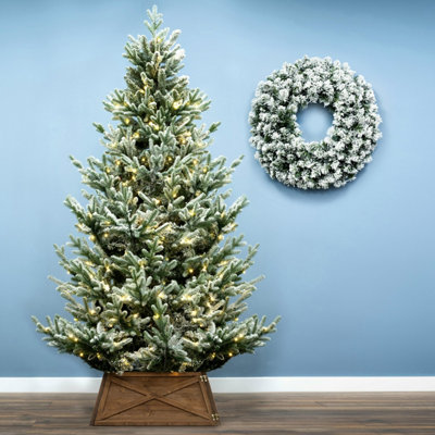 Christmas Tree World The 6Ft/180Cm Pre-Lit Frosted Ultra Mountain Pine from B&Q