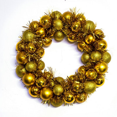 Christmas Tree World 33Cm Gold Shatterproof Bauble Wreath from B&Q