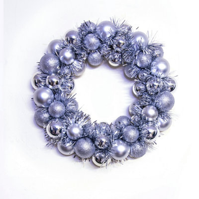 Christmas Tree World 33Cm Silver Shatterproof Bauble Wreath from B&Q