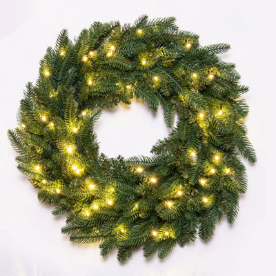 Christmas Tree World The 60Cm Pre-Lit Ultra Mixed Pine Wreath from B&Q