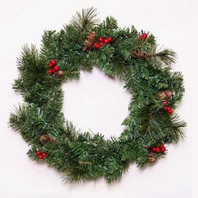 Christmas Tree World The 60Cm Majestic Dew Pine Wreath from B&Q