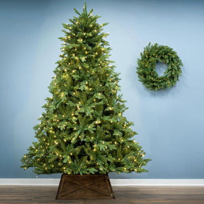 Christmas Tree World The 8Ft/240Cm Pre-Lit Outdoor Woodland Pine Tree from B&Q