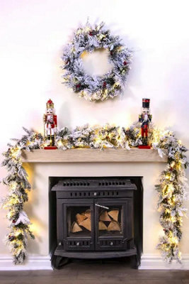 Christmas Tree World The Pre-Lit Connectable 270Cm Snowy Alpine Garland from B&Q
