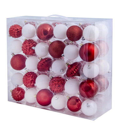 B&Q -  The Red & White Bauble 60Pc Base Set
