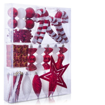 B&Q -  The Red & White Bauble 52Pc Accessories Set