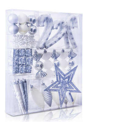 B&Q -  The White & Silver Bauble 52Pc Accessories Set