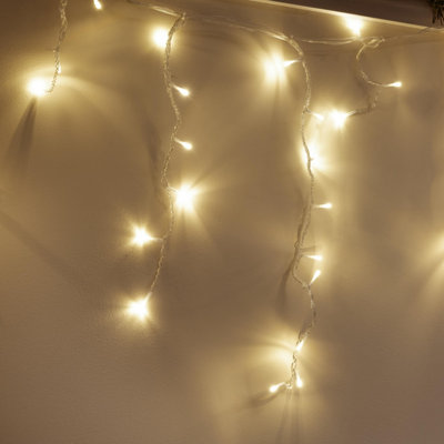 Christmas Tree World Ctw Clear Cable 960 Led Snowing Icicle Light SetWarm White W/ 64 Gutter Hooks from B&Q
