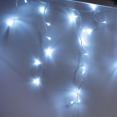 Christmas Tree World Ctw Clear Cable 720 Led Snowing Icicle Light SetBright White W/ 48 Gutter Hooks from B&Q
