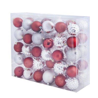 B&Q -  The Red & Silver Bauble 60Pc Base Set