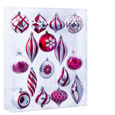 B&Q -  The Red & Silver Bauble 16Pc Feature Set
