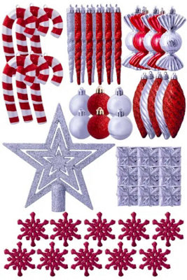 B&Q -  The Red & Silver Bauble 52Pc Accessories Set