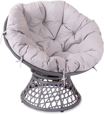 Sh&g Rattan Swivel Chair360 Papasan Moon ChairGrey Rattan With Grey CushionIndoor & OutdoorSignature Homes And Gardens from B&Q
