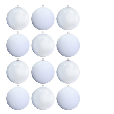 B&Q -  20Cm White Bauble Set Shiny/matt (12 Pc)