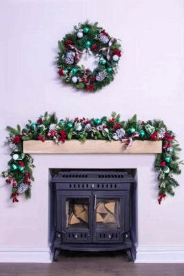 Christmas Tree World 180Cm Decorated Mixed Pine Garland With Tartan Bows from B&Q