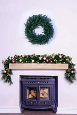 Christmas Tree World 180Cm Decorated Mixed Pine Garland With Bronze & Copper Baubles from B&Q