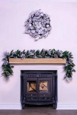 Christmas Tree World 180Cm Flocked Decorated Mixed Pine Garland With Pine Cones from B&Q