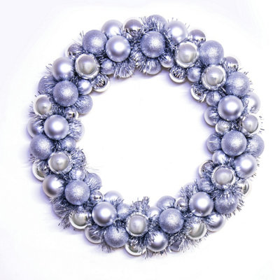 Christmas Tree World 56Cm Silver Shatterproof Bauble Wreath from B&Q