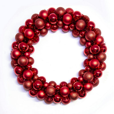 Christmas Tree World 56Cm Red Shatterproof Bauble Wreath from B&Q