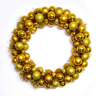 Christmas Tree World 56Cm Gold Shatterproof Bauble Wreath from B&Q