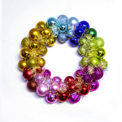 Christmas Tree World Multicolour 33Cm Shatterproof Bauble Wreath - Image 3