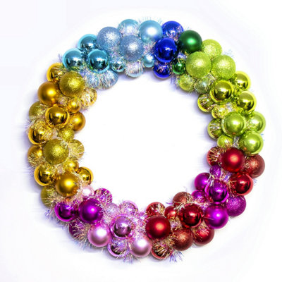 Christmas Tree World 56Cm Multicolour Shatterproof Bauble Wreath from B&Q