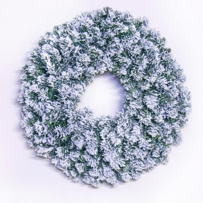 Christmas Tree World 60Cm Flocked Extra Wide Arbor Vitae Wreath from B&Q