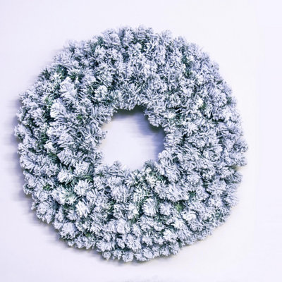 Christmas Tree World 90Cm Flocked Extra Wide Arbor Vitae Wreath from B&Q