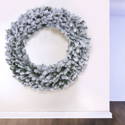 Christmas Tree World 150Cm Flocked Extra Wide Arbor Vitae Wreath from B&Q