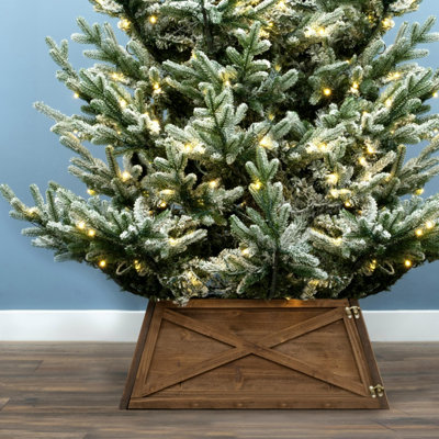 B&Q -  Natural Brown Large Wooden Trapezoid Christmas Tree Skirt