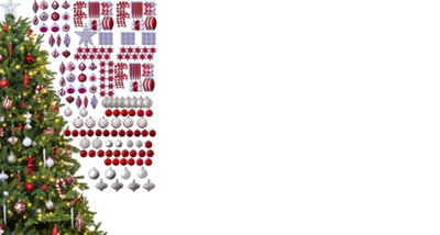 B&Q -  The 212Pc Red & Silver Full Heavy Coverage Bauble Set (8Ft/240Cm Trees)