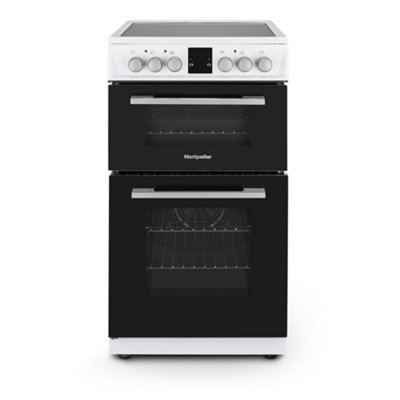 Montpellier Mdoc50FwWhite 50Cm Double Ceramic Cooker58/32L CapacityA/a Energy Rating from B&Q
